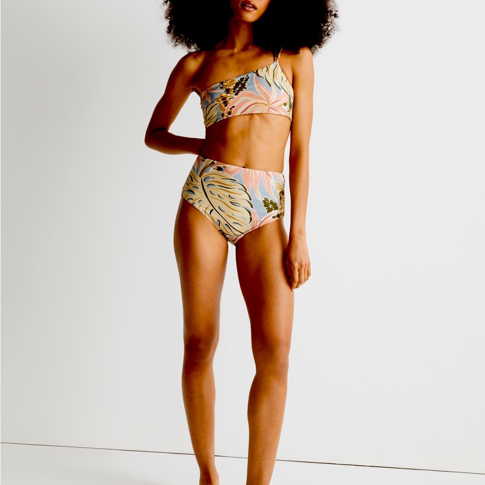 NWT Madewell Retro High Waisted 2 Piece Bikini in Brushstroke Monstera